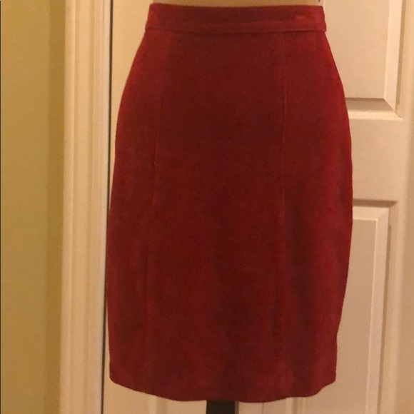 Vintage Dresses & Skirts - Vintage Red Suede Midi Skirt